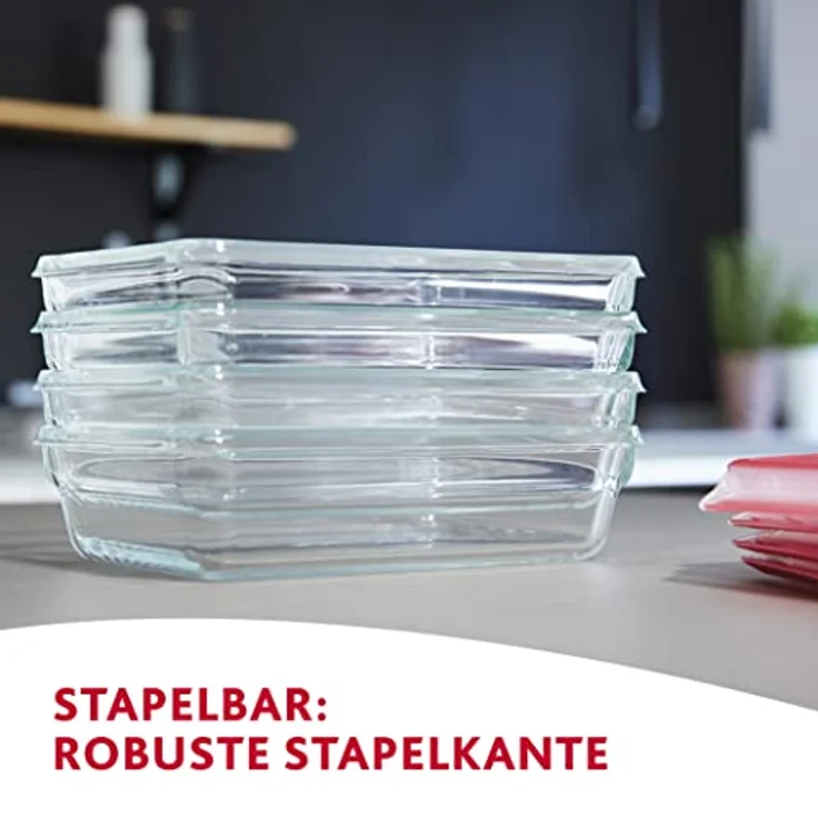 Emsa 54169 Clip & Close Glas Frischhaltedosen | 3er Set | 0,2+ 0,5+ 1,3 L | Rechteckig | 100 Prozent Dicht | Backofengeeignet | Mit Frische-Dichtung – Bild 7
