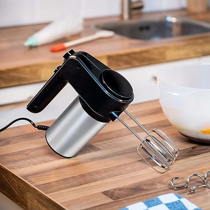 alpina Handmixer 400W, 230V, mit ergonomischem Design, Schwarz/Silber, vielseitige Geschwindigkeitseinstellungen und hochwertige Aufsätze – Bild 6