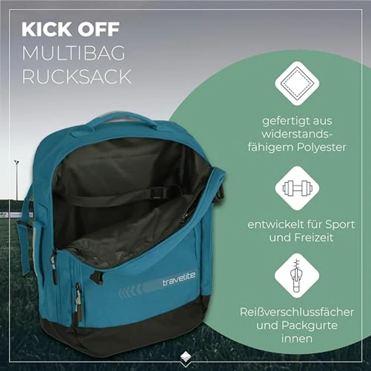travelite Kick Off Multibag Rucksack 50 cm, petrol – Bild 3