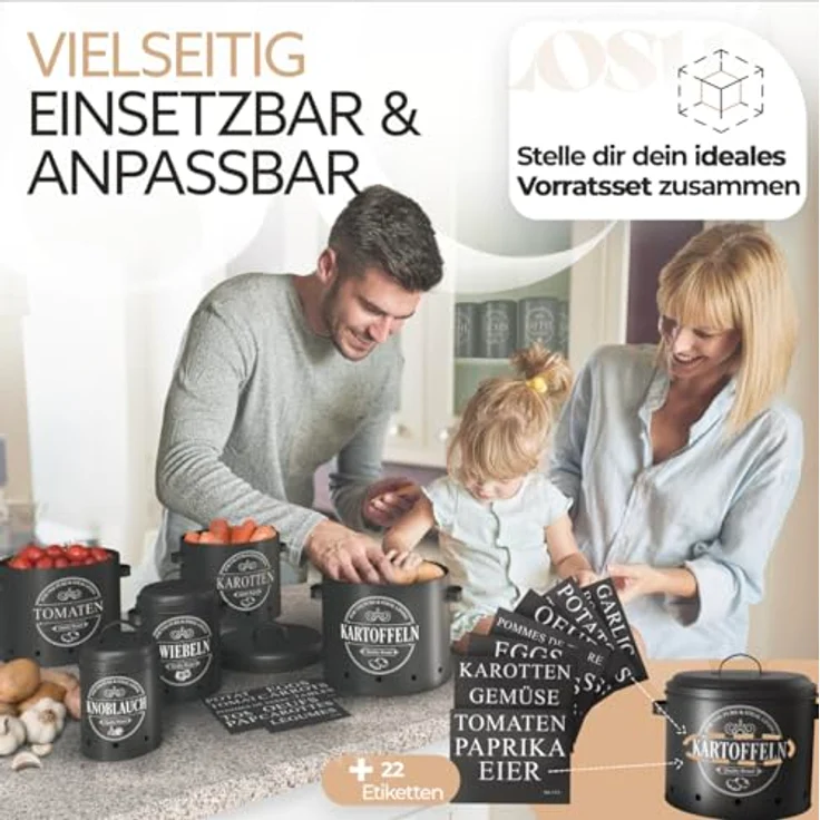IDEALTASTIC® Premium Kartoffel Aufbewahrungsbox Set [3 Stück] | 360° Belüftungssystem für maximale Frische | Ideal für Kartoffel, Zwiebel und Knoblauch Aufbewahrung | Robust und langlebig – Bild 4
