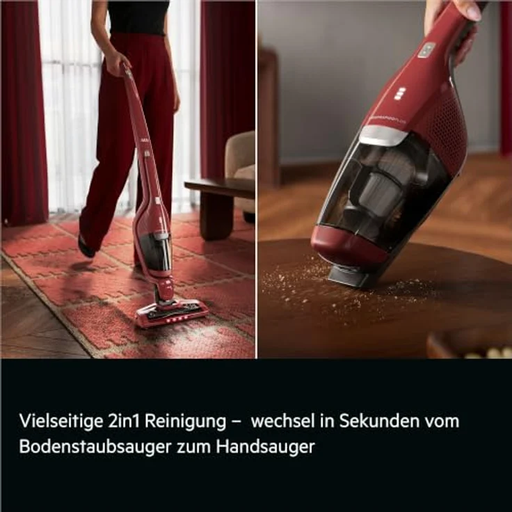 AEG Ergorapido Plus CX7-3-45CR, 2in1 Akku Staubsauger mit 50% stärkeren Saugkraft, rot – Bild 2