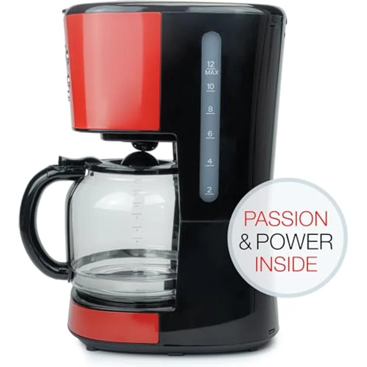 Korona 10667 Retro-Kaffeemaschine | Rot | 1,5 Liter | Filterkaffeemaschine | LCD-Display | Timer | Kaffeeautomat inkl. Permanentfilter – Bild 4