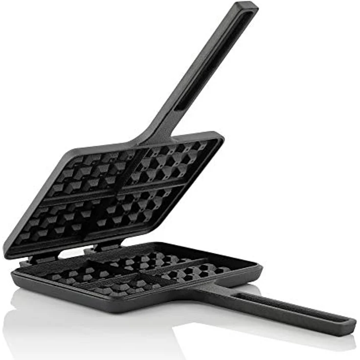 BBQ-Toro Waffeleisen I Sandwicheisen I Waffle + Pie Iron | rechteckige Doppelform aus Gusseisen, schwarz - bereits eingebrannt I Waffelmaker – Bild 1