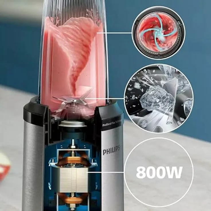 Philips HR2765/00, Standmixer mit 800 W, 0,7 + 0,5 L Tritan Behälter, Krusieren von Eis, silber – Bild 3
