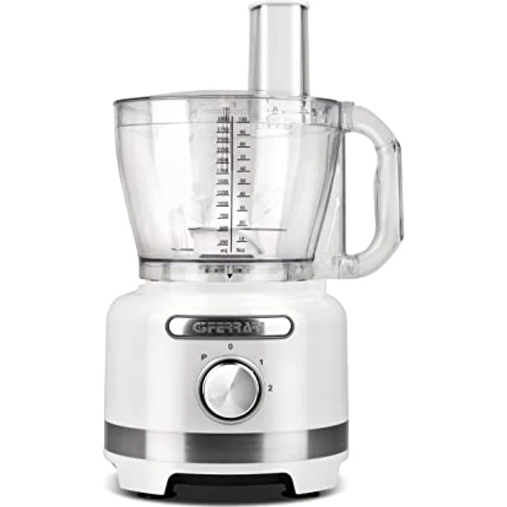 G3Ferrari G20099 Foodprozessor, 1000 Watt, 2 Geschwindigkeiten, inkl. Julienne-Scheibe, Reibscheibe, Pommes-Frites-Scheibe, Stahl, weiß – Bild 3