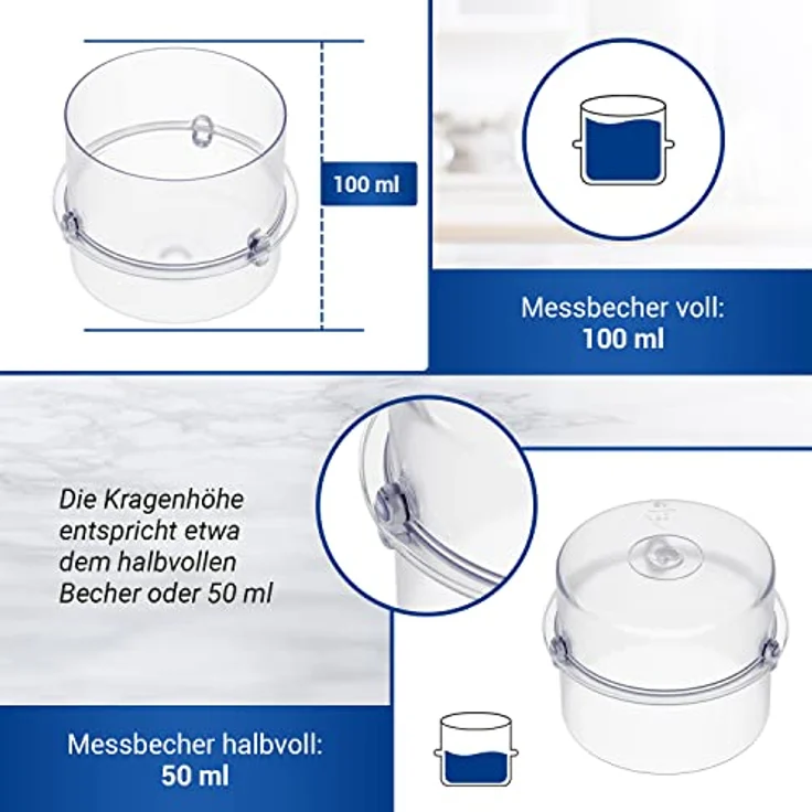 VIOKS Messbecher 100ml Kunststoff Ersatz für Becher Plastik für Vorwerk Thermomix Vorwerk TM5 TM31 TM21 TM3300 - Küchenmaschine Thermomix Zubehör – Bild 4