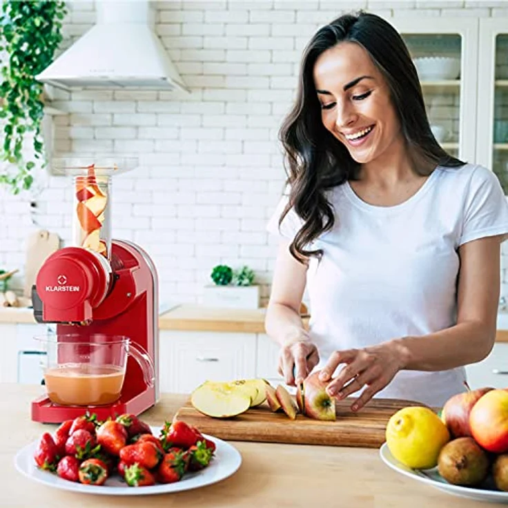 Klarstein Bella Elegance Saftpresse 200 W, Entsafter mit 400 ml, BPA-frei, rutschfester Standfuß, max. Dauerbetriebszeit: ca. 20 Minuten, einfache Reinigung, rot – Bild 2