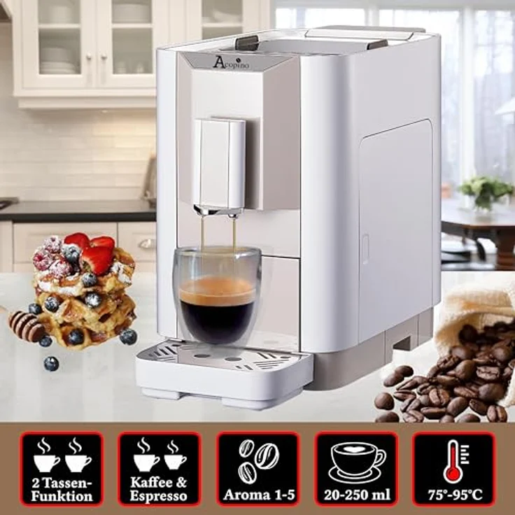 Acopino Venezia weiiß Kaffeevollautomat mit integriertem Mahlwerk – Bild 2