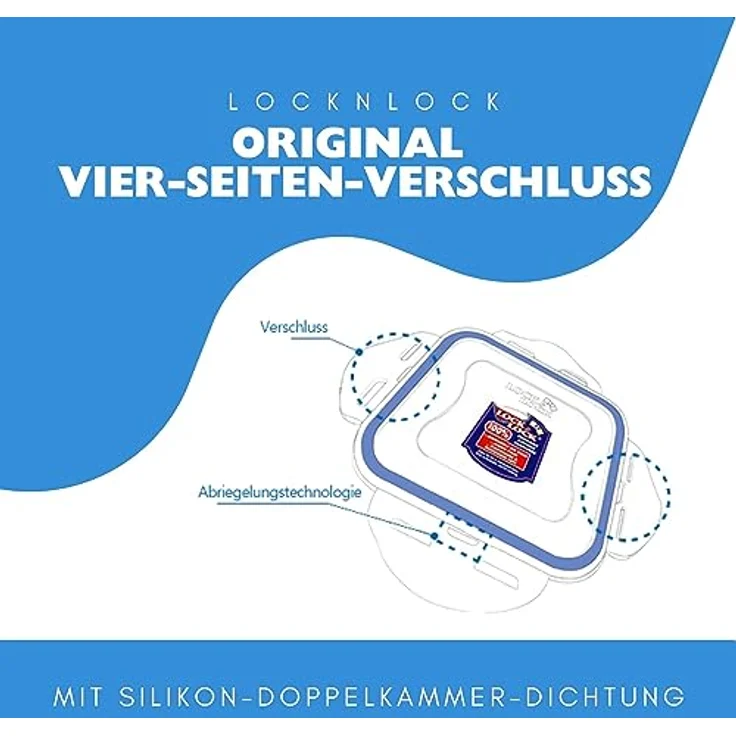 LocknLock 6er Set HPL812 Vorratsdosen - Frischhaltedosen 1 Liter - Geeignet zum Einfrieren und in der Mikrowelle - Food Box Meal-Prep-Boxen, Blau – Bild 4