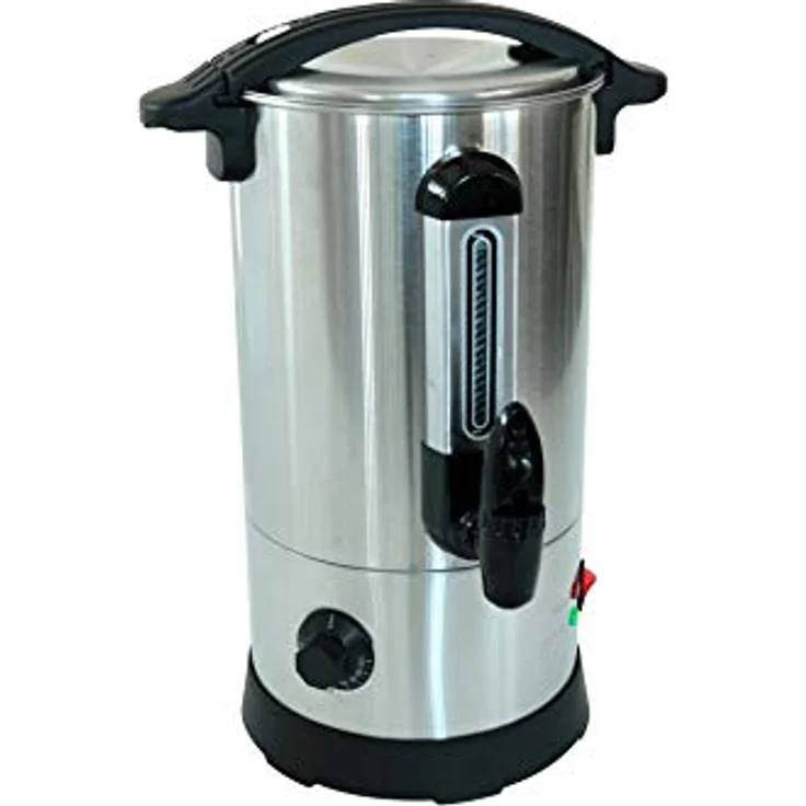 Deski Glühweintopf 8 Liter, Edelstahl Heißgetränkespender mit Temperaturregelung und Auslasshahn, Silber – Bild 4