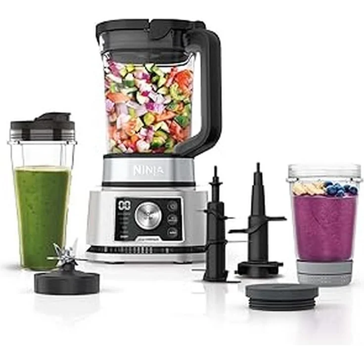 Ninja CB350EU Standmixer, 1200W, 2,1 Liter, Puls-Funktion, Abschaltautomatik, Auto-iQ, LCD-Display, 10 Geschwindigkeiten, Edelstahl, Kunststoff, silber – Bild 1
