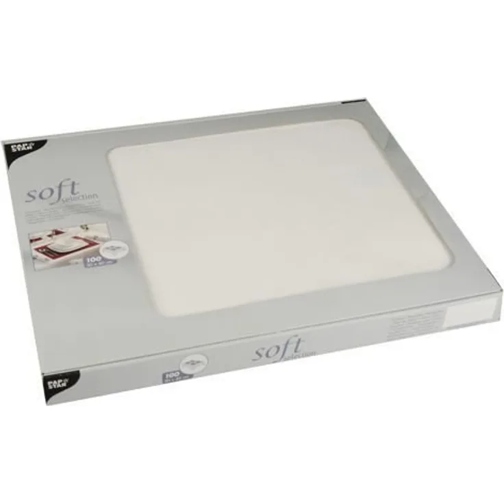 Papstar, 100 Tischsets, stoffähnlich, Vlies "soft selection" 30 cm x 40 cm weiss, #82325