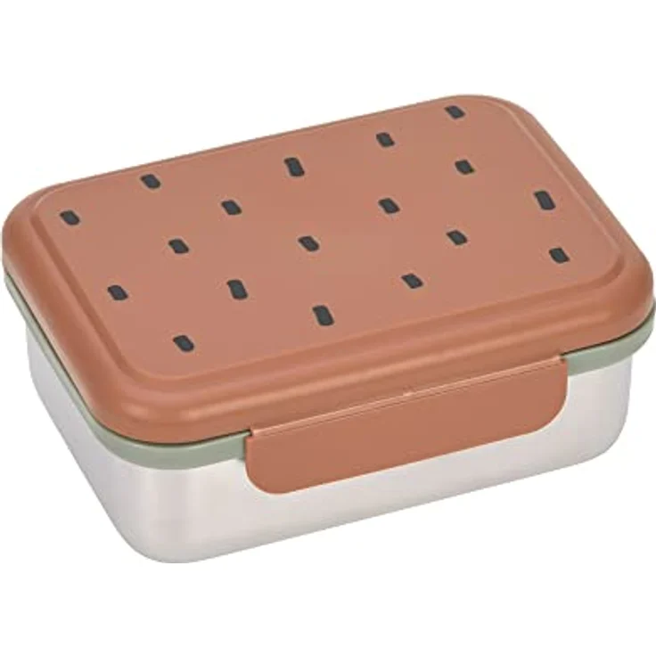 LÄSSIG Kinder Brotdose Edelstahl Lunchbox Frühstücksbox Nachhaltig Kindergarten Schule/Happy prints caramel – Bild 1