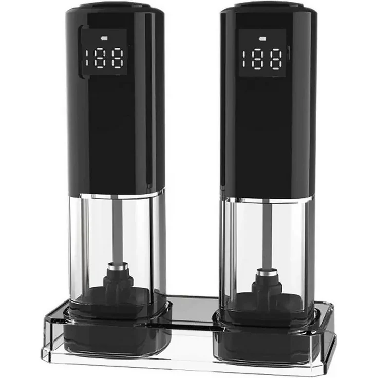 OYLCDI Elektrische Salz- und Pfeffermühle 2er Set, USB Wiederaufladbar, Einhandbedienung durch Schwerkraft, Einstellbare Mahlgrade, Transparentes Design, Geräuscharm