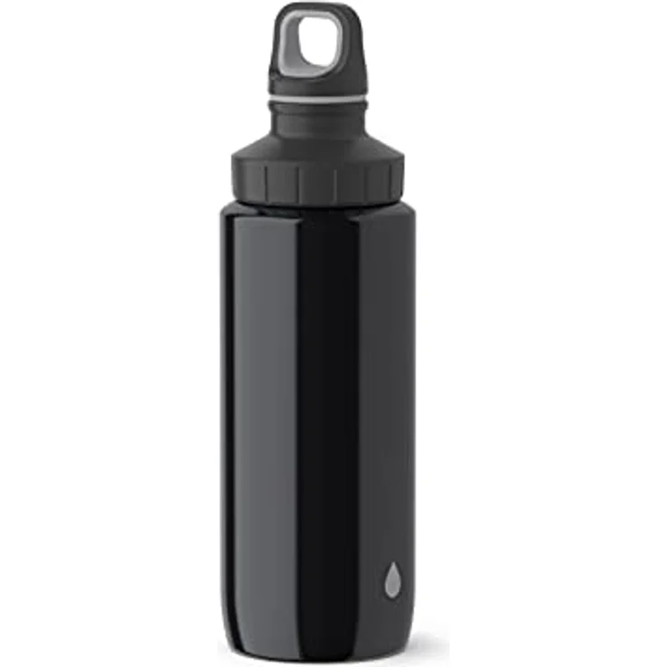 Emsa Light Steel 518353 Edelstahl Trinkflasche, 0,6 Liter, Schraubverschluss, Drop Grey – Bild 2