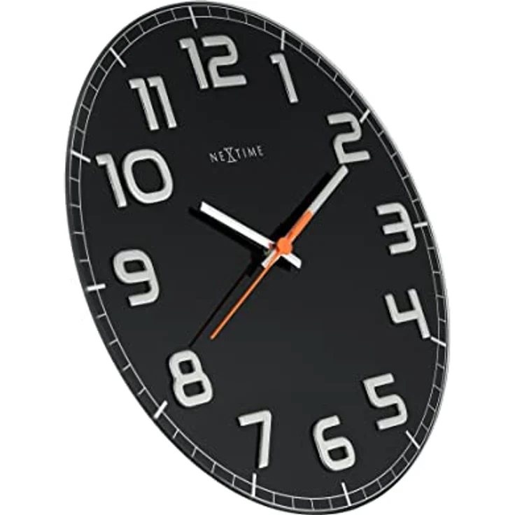 NeXtime 8817ZW Wanduhr CLASSY ROUND, lautlos, rund, aus Glas, Schwarz, ø 30 cm – Bild 3