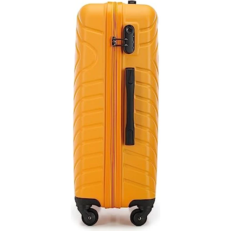 WITTCHEN Cube line Mittelgroßer Koffer ABS Mit Geometrischer Prägung 4 Lenkrollen Teleskopgriff Kombinationsschloss Größe M Orange – Bild 3