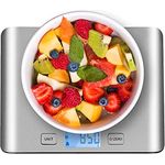 himaly Küchenwaage digital aus Edelstahl Professionelle Waage (5kg Maximalgewicht), Tara-Funktion, aus Edelstahl mit großem LCD-Display für Backen & Kochen