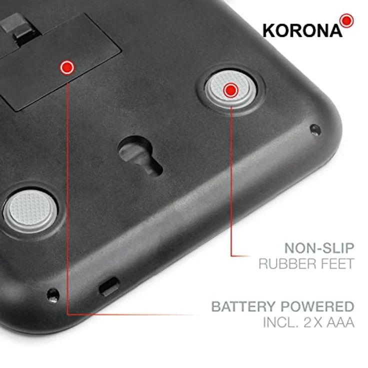 Korona Lea 70250 Küchenwaage, max. Tragkraft 5kg, Zuwiegefunktion, inkl. Batterien, Abschaltautomatik, silber – Bild 6