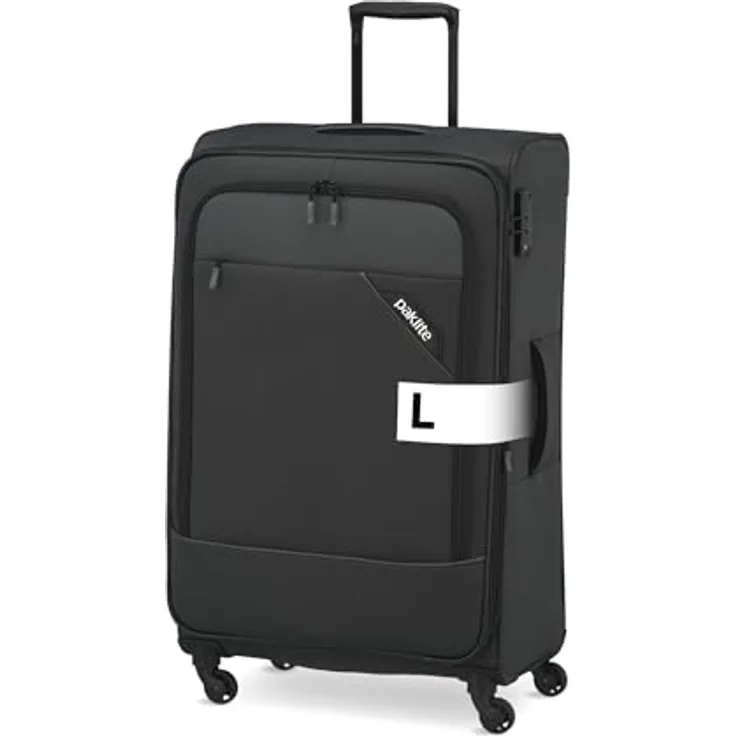 paklite DERBY Reisekoffer 4 Rollen, erweiterbar, Weichschalen Trolley mit Dehnfalte, TSA Schloss, 77 cm, 102-115 Liter, anthrazit