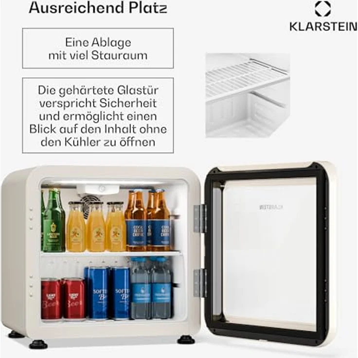 Klarstein Audrey Evo Getränkekühlschrank 45 L, Glastür, LED-Beleuchtung, einstellbare Temperatur 0–10 °C, leiser Betrieb – Bild 5