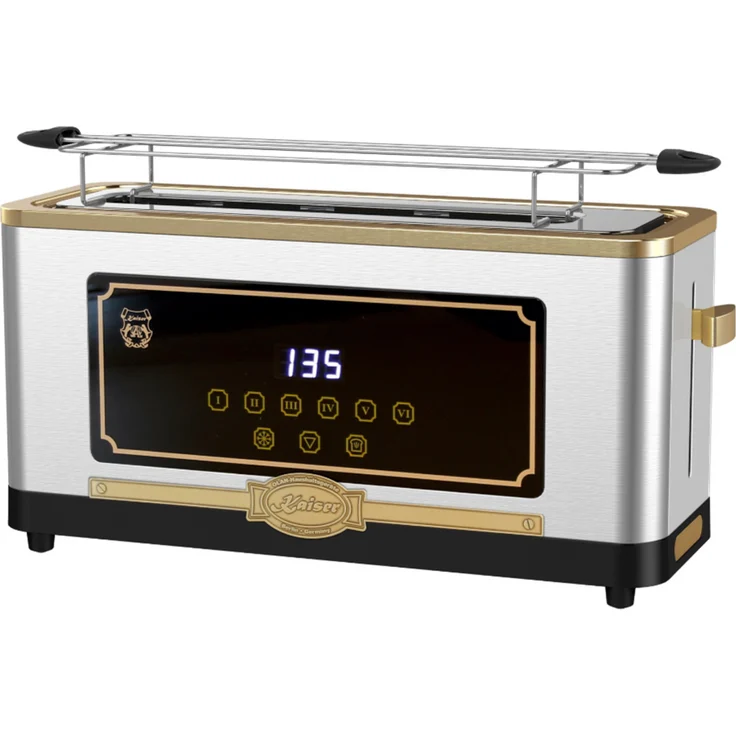 Kaiser T 4000 R Retro-Toaster, 6 verschiedene Toaststufen, Auftaufunktion, Aufwärmfunktion, Brötchenaufwärmrost - Bordeaux ROT Empire Design