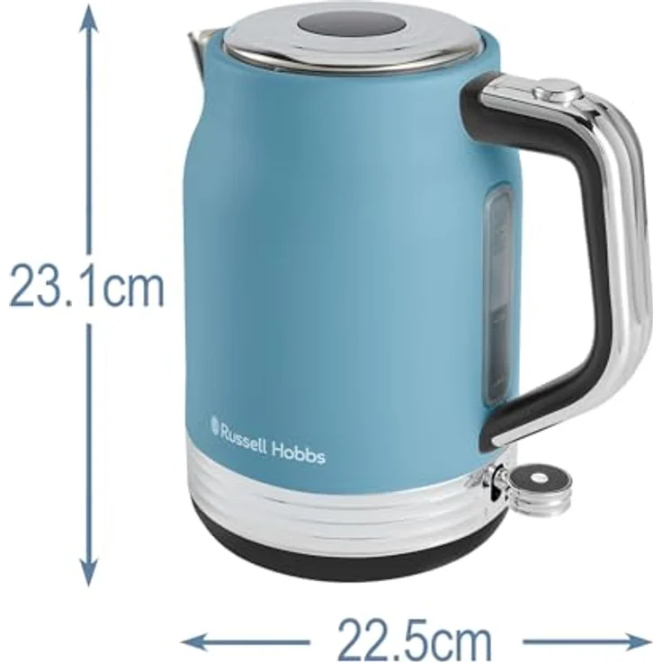 Russell Hobbs Hanley Wasserkocher 1,7L, 2400W, Retro Blau, Edelstahl, Perfect Pour Ausgusstülle, Wasserstandsanzeige, 360° Sockel, energiesparend, Modell 28641-70 – Bild 3