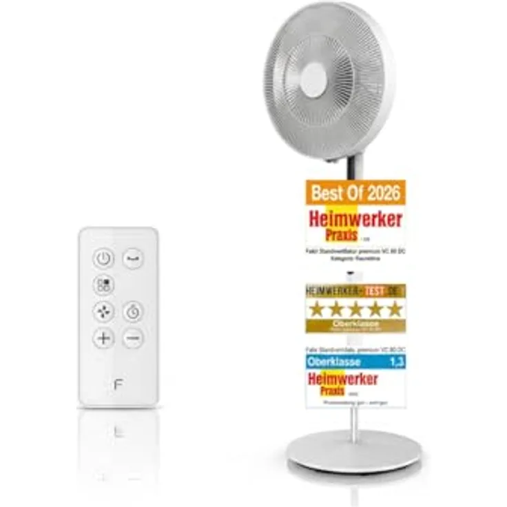 Fakir VC80DC Standventilator, 2400 m³/h, 55 dB, 33 Watt, Schwarz/Weiß, versandkostenfrei