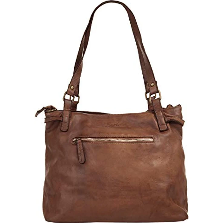 Samantha Look Shopper, echtes Leder, Made in Italy, 26 cm x 33 cm x 12 cm, mit Reißverschluss, abnehmbarer Schultergurt, Nietendetails – Bild 5