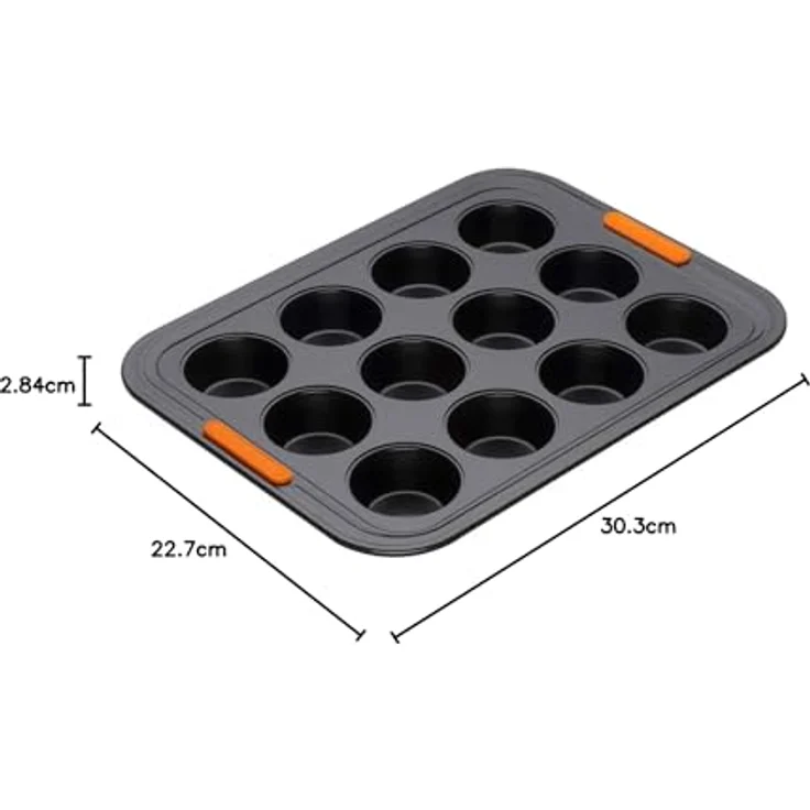 Le Creuset Antihaft Mini-Muffinform, Für 12 Stück (Ø 4,5 cm), PFOA-frei, Sauerteigbeständig, Aus Karbonstahl gefertigt, Anthrazit-Orange – Bild 8