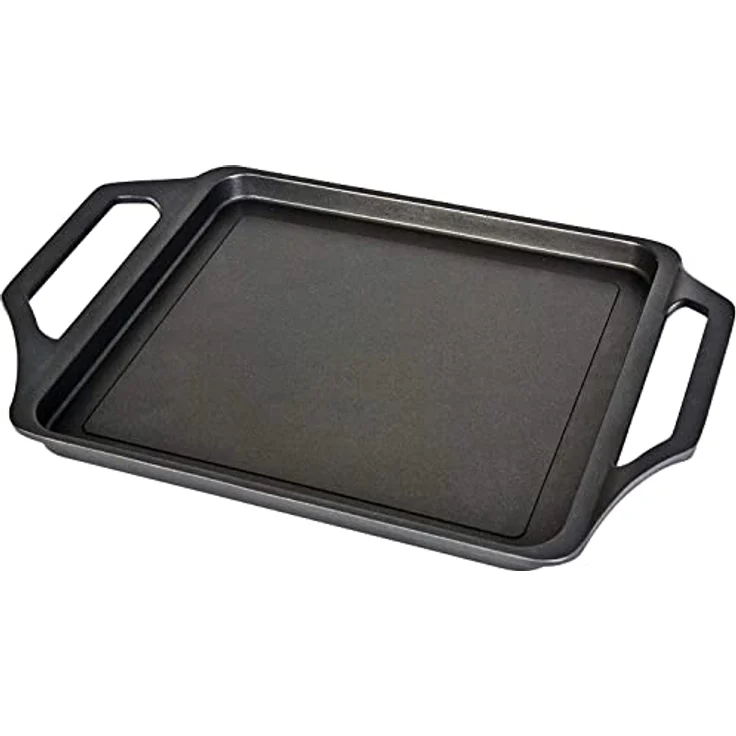 WECOOK! Ecostone Grillplatte, Induktion Griddle-Pfanne 43 X 25 cm, Aluminiumguss, Antihaftbeschichtung XTRA DUPONT PFOA-frei, 5mm Dicke, Silikongriffe, Vitrokeramik, Gas, Backofen, Schwarz – Bild 2
