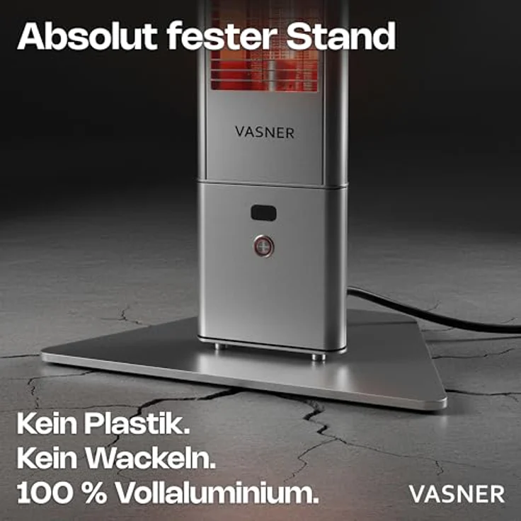 Vasner HeatTower Mini Mobiler Heizstrahler 1500 Silber, Heizstrahler – Bild 5