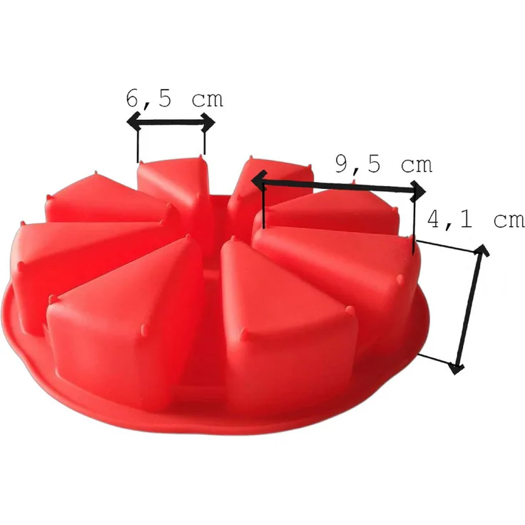 genialo Silikon Backform mit Portioneneinteilung, 8 Portionen, 27 × 27 × 5 cm, rot, für Kuchen und Desserts