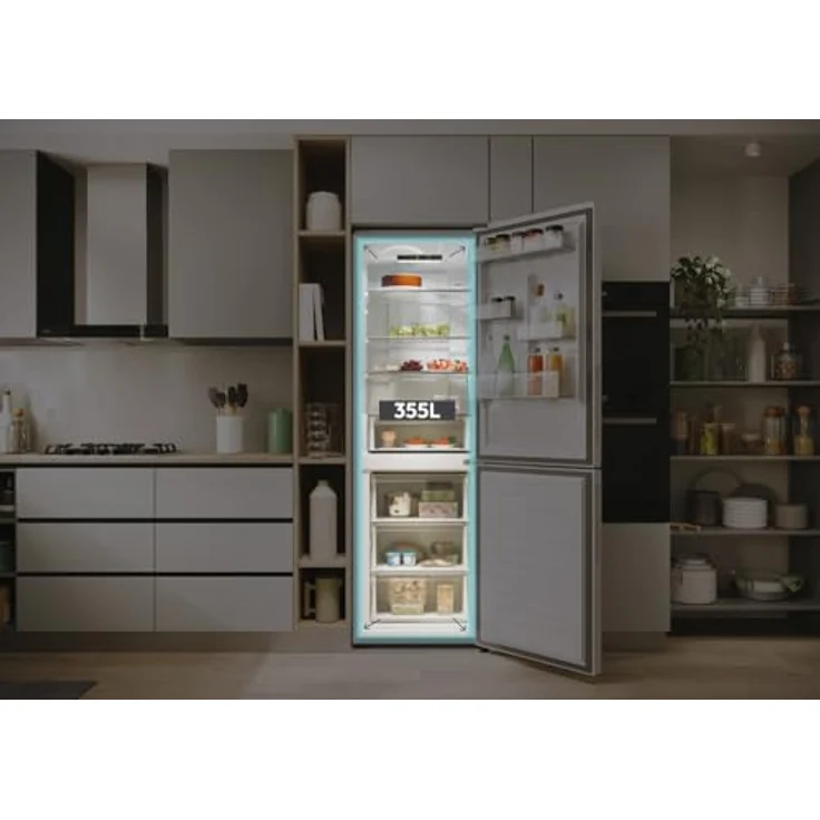 Candy Fresco 300 CNCQ2T618EW Kühlschrank mit Gefrierfach, 355 l, Total No Frost, elektronische Temperaturkontrolle, wendbare Tür, 60 x 185 cm, LED-Beleuchtung – Bild 2