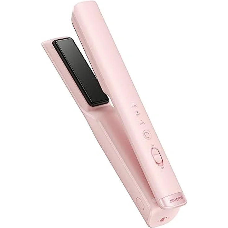 Dreame Hair Glamour Haarglätter, Kabelloser Tragbarer 2-in-1-Glätteisen, Negative Ionen, Gleichmäßige Wärmeverteilung, Drei Temperaturstufen, Rosa – Bild 1