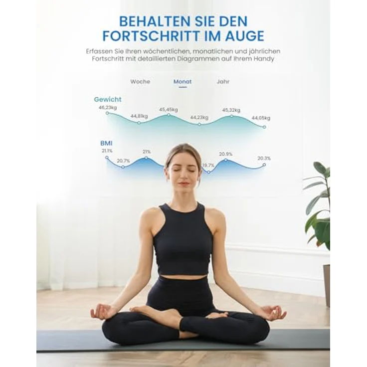 RENPHO Elis Solar 2 Smart Körperwaage – Solarbetriebenes Körperanalysegerät mit WiFi & Bluetooth, 13 Messwerte, App-Integration, ITO-Beschichtetes Glas – Bild 5