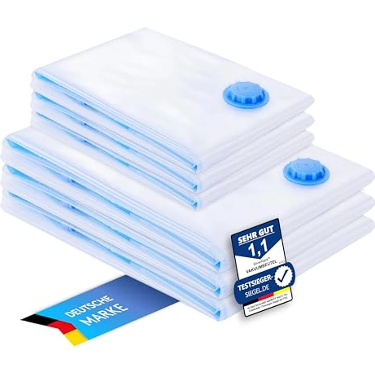 SilverRack Vakuumbeutel für Kleidung, 6er Set (3x 40x60 cm / 3x 50x70 cm), BPA-frei, wiederverwendbar, inkl. Etiketten, platzsparend und 100% dicht – Bild 1