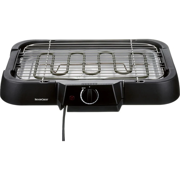 SilverCrest STGE 2000, Elektro-Tischgrill mit 2000 W, höhenverstellbarem Edelstahl-Grillrost und abnehmbaren Heizelement