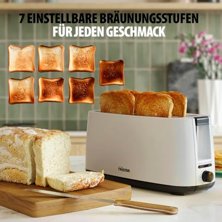 Tristar Doppel-Langschlitz-Toaster, 7 Bräunungsstufen, Auftaufunktion, Liftfunktion, Zentrierfunktion, Abbruchfunktion, Weiß – Bild 4