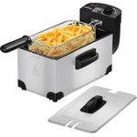 HOMELUX Fritteuse 3 Liter Kaltzonentechnologie, Elektrische Fritteuse mit Fett, 2000 W, 3L, Fassungsvermögen 1kg, Edelstahl