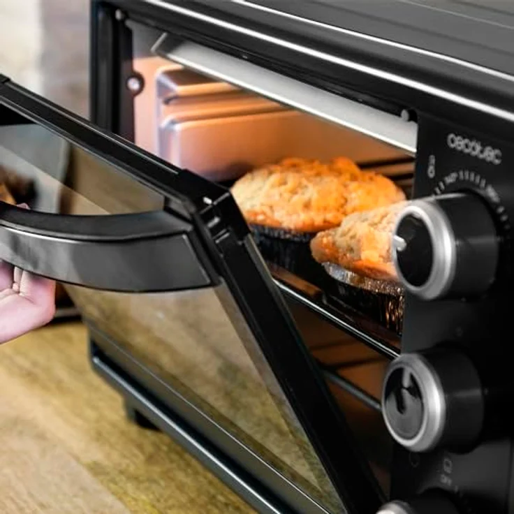 Cecotec Tischofen Bake&Toast 2300 Black, 23 L, Leistung 1500 W, bis zu 230ºC, 3 Heizmodi: Grill, Unterhitze und kombiniert, Doppeltür aus Glas, Timer 60 Minuten, Krümelschublade – Bild 5