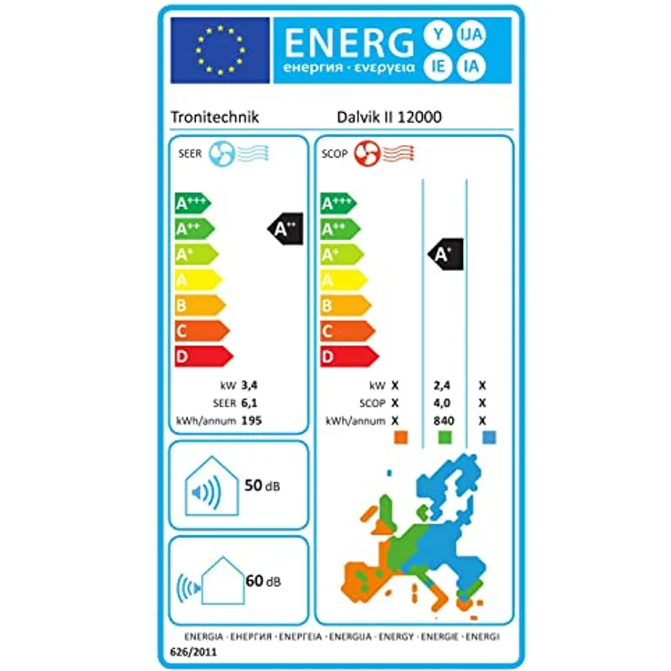 TroniTechnik Dalvik II Einbau-Klimagerät, Split, A+, weiß, Inverter Klimagerät, 12000 BTU, inkl. Zubehör, Kühl- und Heizfunktion – Bild 10