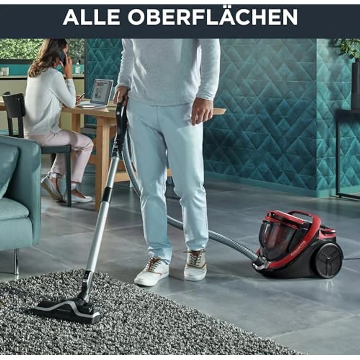 Rowenta RO7649 Silence Force Cyclonic Parkett | Beutelloser Staubsauger | Vacuum-Cleaner | Sehr Leise | 2,5L Staubvolumen | Tierhaar | Auto | Schwarz-Rot – Bild 5