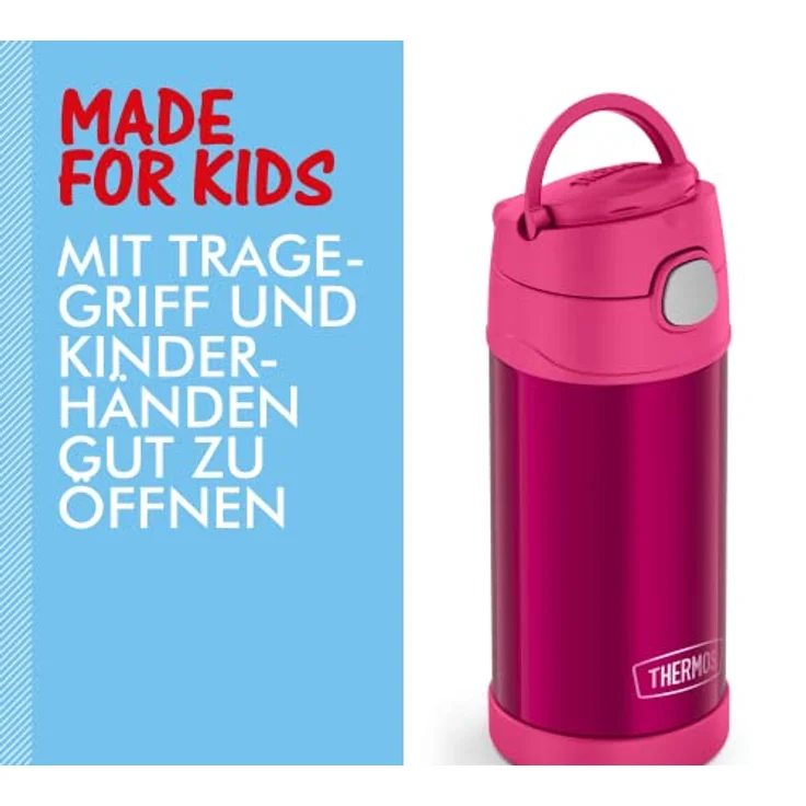 THERMOS kids FUNTAINER STRAW BOTTLE 0,35l, pink, Edelstahlflasche mit Strohhalm, 12h Kälteschutz, absolut dicht, spülmaschinenfest – Bild 4