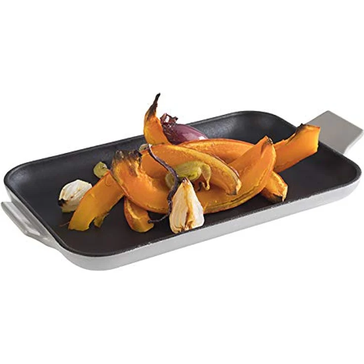 APS Servierpfännchen „Cast Iron“ - Mini Gusseisen-Pfanne, Gusseisen emailliert, eckig, B x T x H: 20 cm x 13 cm x 2 cm, stapelbar, Backofen geeignet, Schale, Grau – Bild 1