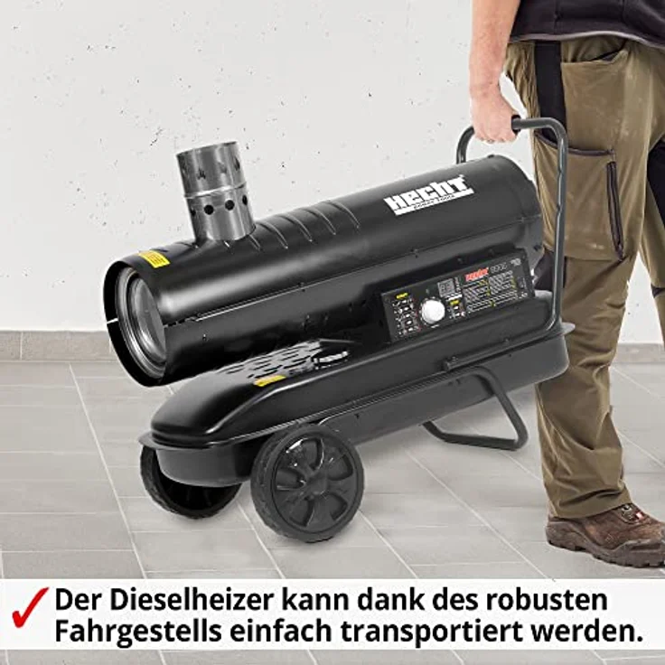 HECHT 3040 Diesel Heizkanone | 18 kW Heizleistung für bis zu 150 m² | Fahrbares Gestell | 1,8 l/h Verbrauch | Robustes Design – Bild 8