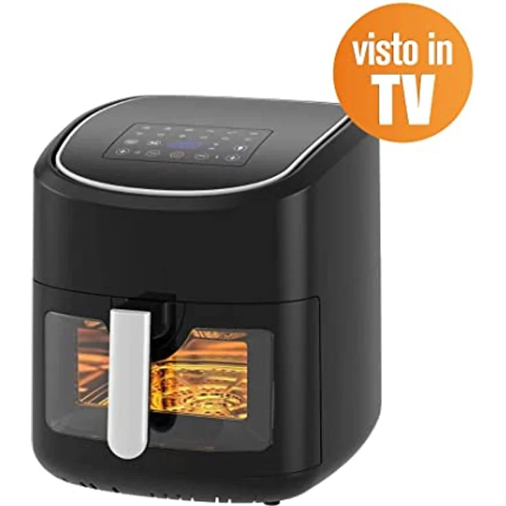 Melchioni Family GAIA, Heißluftfritteuse, 8 l / 2,5 kg, Touchscreen-Display, Schublade mit Sichtfenster, 1/60-Minuten-Timer, 13 voreingestellte Programme, 50–200 °C, Antihaft-Behälter, 1800 W – Bild 2