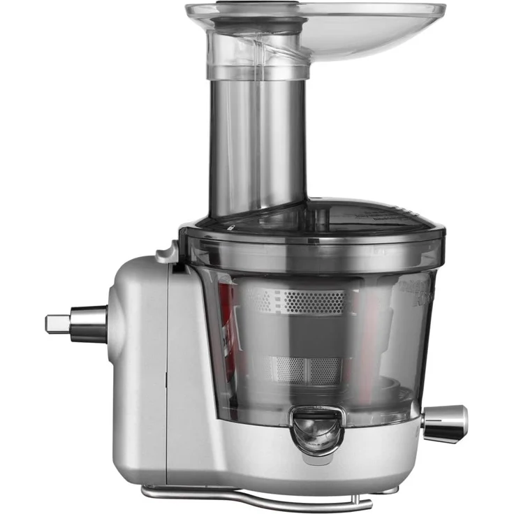KitchenAid 5KSM1JA Entsafter-Aufsatz, 2-stufige schonende Entsaftung, 1L Krug, inkl. Einfüllöffnung, Einfülltablett, Stopfer, Kunststoff, Edelstahl, transparent, silber – Bild 3