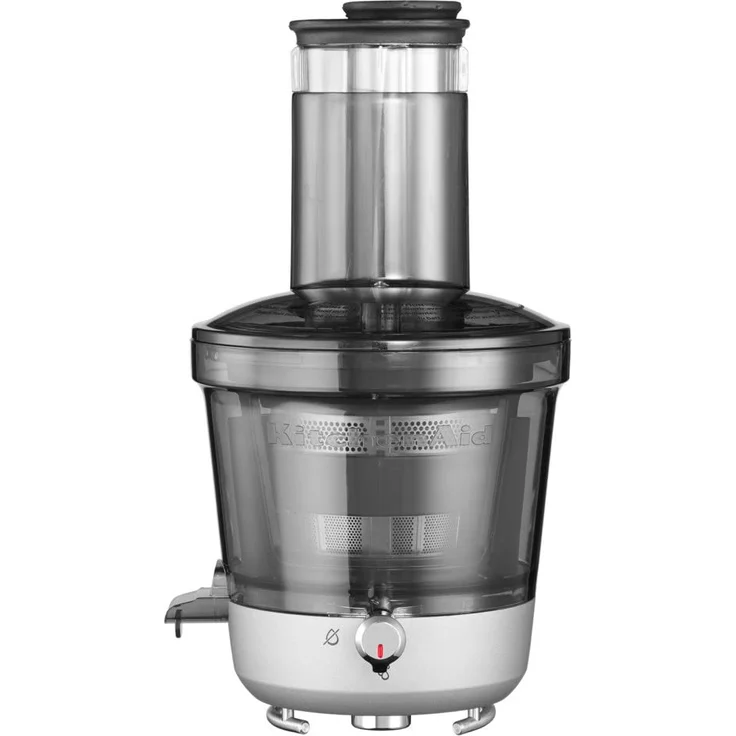 KitchenAid 5KSM1JA Entsafter-Aufsatz, 2-stufige schonende Entsaftung, 1L Krug, inkl. Einfüllöffnung, Einfülltablett, Stopfer, Kunststoff, Edelstahl, transparent, silber – Bild 4