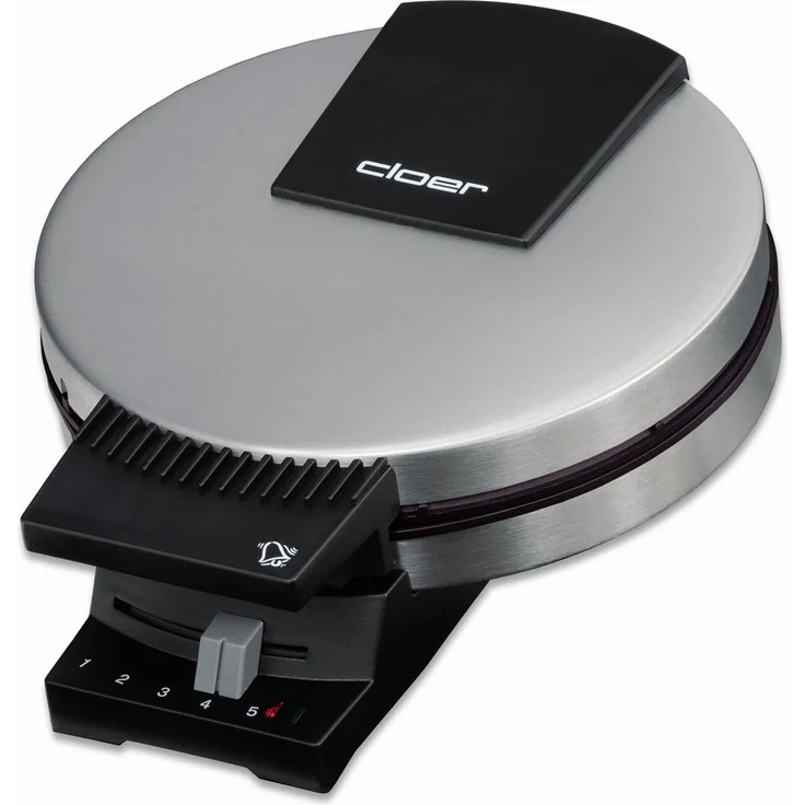 Cloer 189 Waffelautomat für kuchenartige Waffeln, Doppelbeschichtung, 930 W, Waffelgröße 16 cm, schwere Backplatten, optische und akustische Fertigmeldung, mattiertes Edelstahlgehäuse – Bild 1